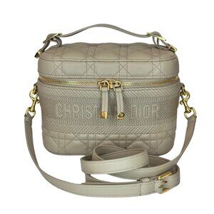 CHRISTIAN DIOR Small Lambskin Cannage Dior Travel Vanity Case, Rose des Vents